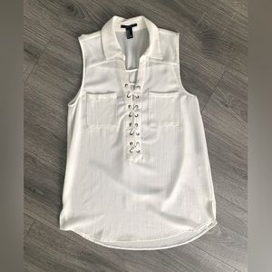 Sleeveless collared white tunic - white - medium